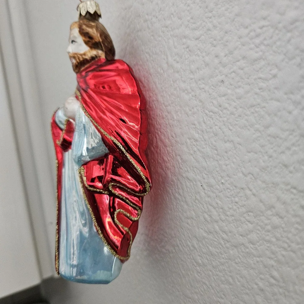 Glass Christmas ornament  Saint Joseph‎ with Red glitter rope